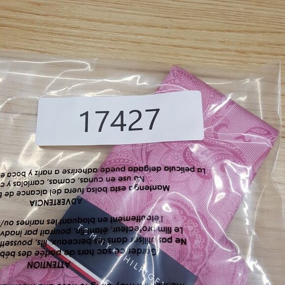 TOMMY HILFIGER Mens Neck Tie Pink Paisley Silk Blend Classic Pointed - Picture 6 of 6